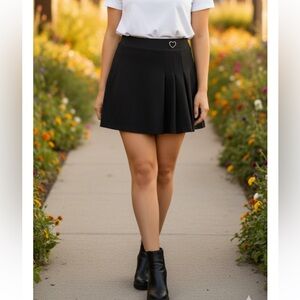 Elegant Black Skirt with Heart Detail